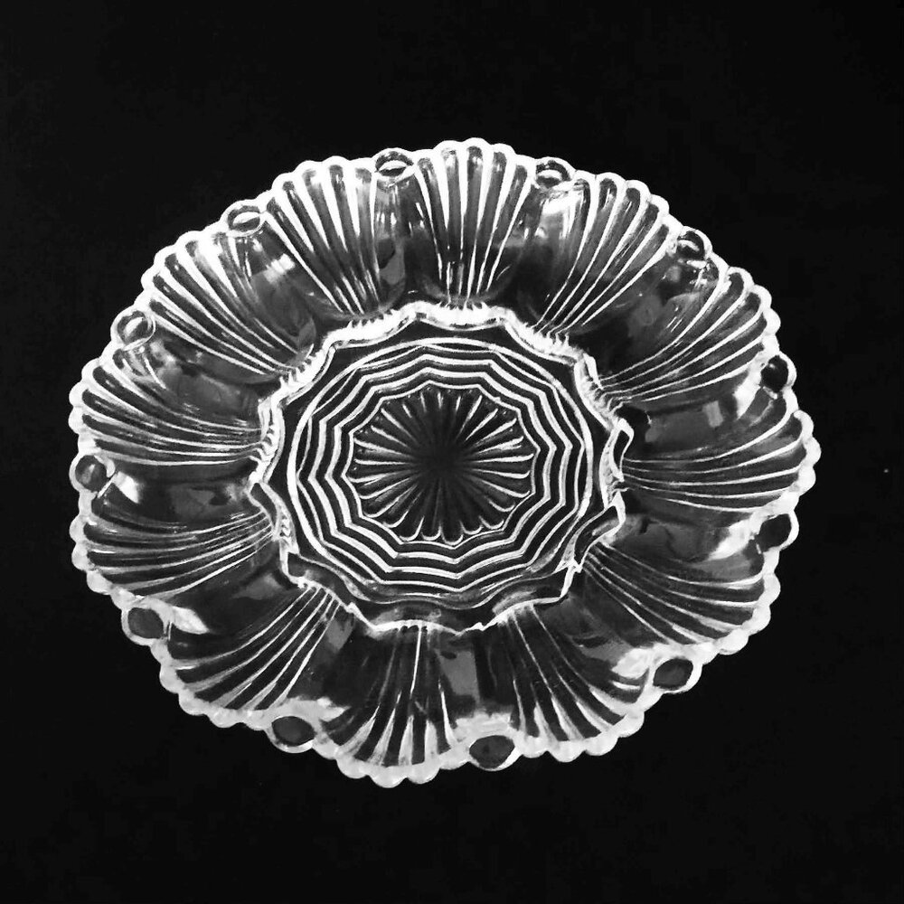 Vintage 1950's Mid-Century Glass Anchor Hocking Egg Serving Platter